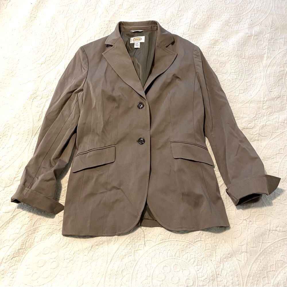 Y2K Talbots stretch size 6 Coffee Brown Slim Blazer Cotton Spandex Blend